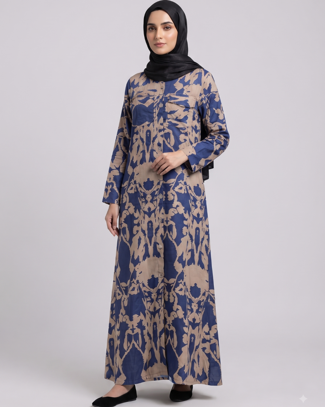Front open Abaya with buttons