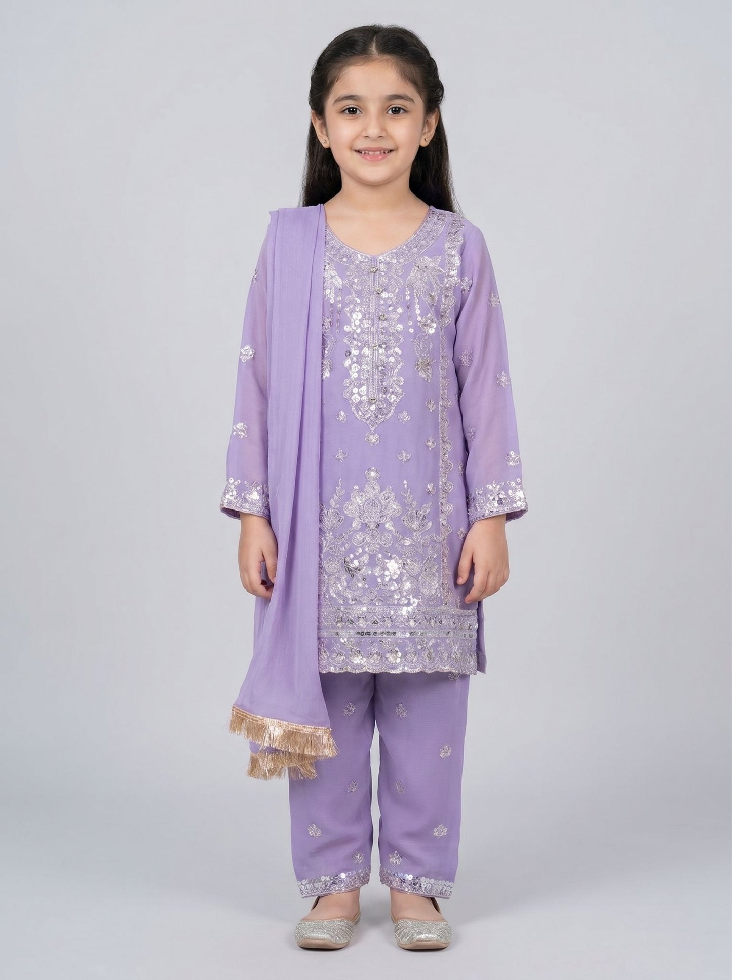 3 pc kids dress in chiffon fabric