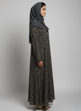 Front open lightweight georgette abaya with wide flayer