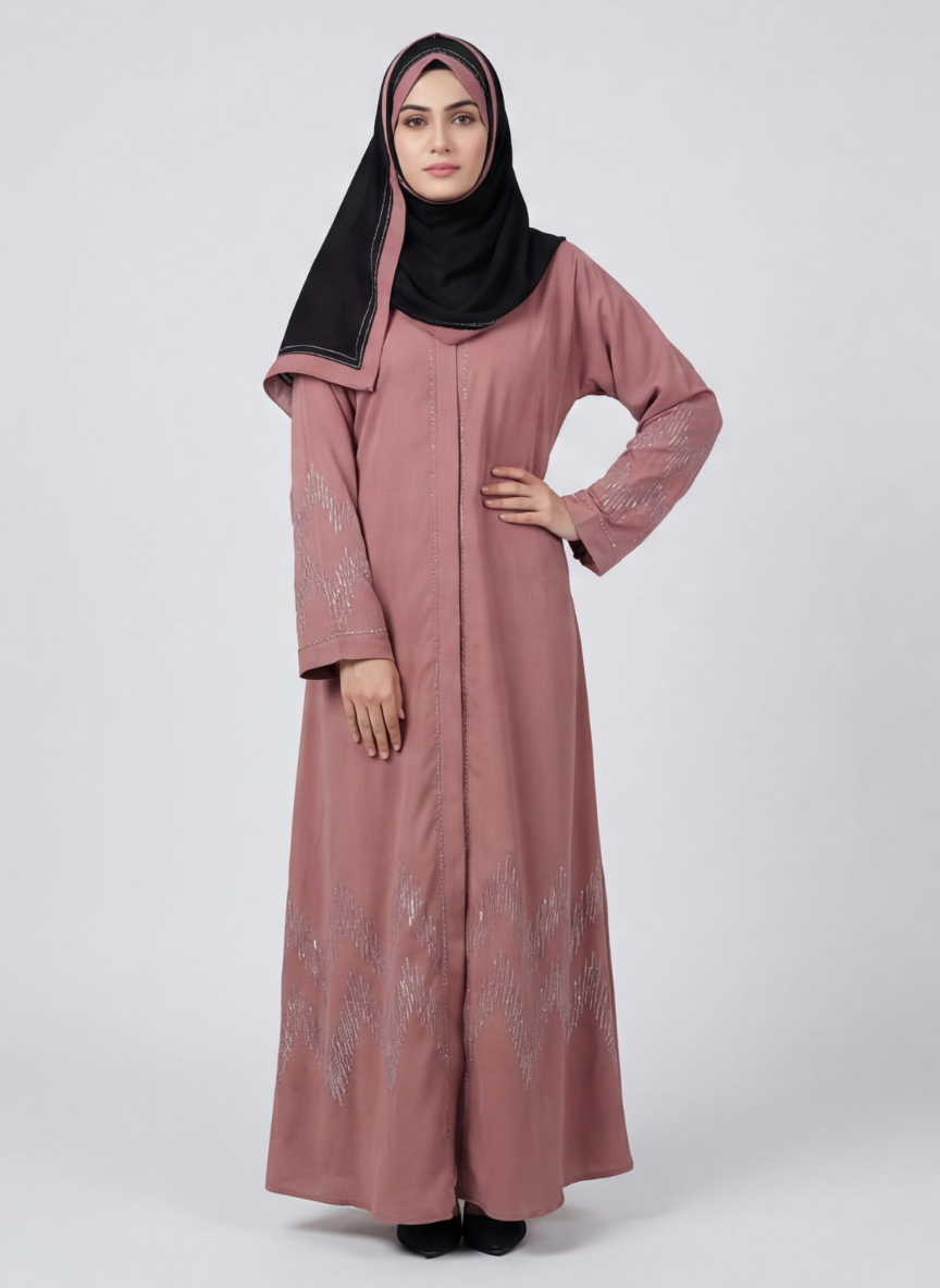 Nida fabric Abaya with Stone Work