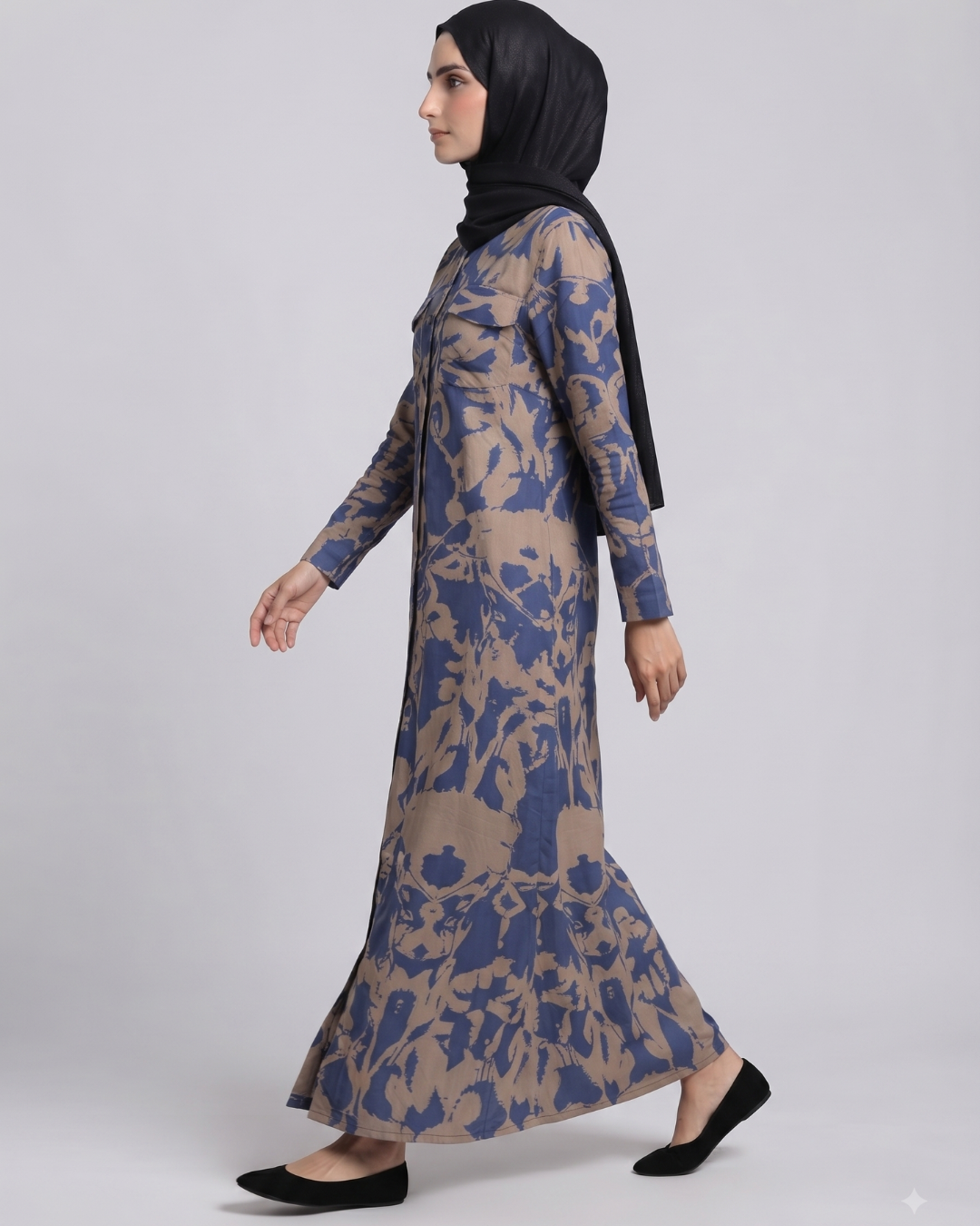Front open Abaya with buttons