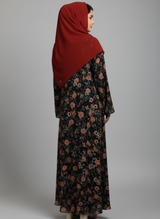 Front open lightweight georgette abaya with wide flayer