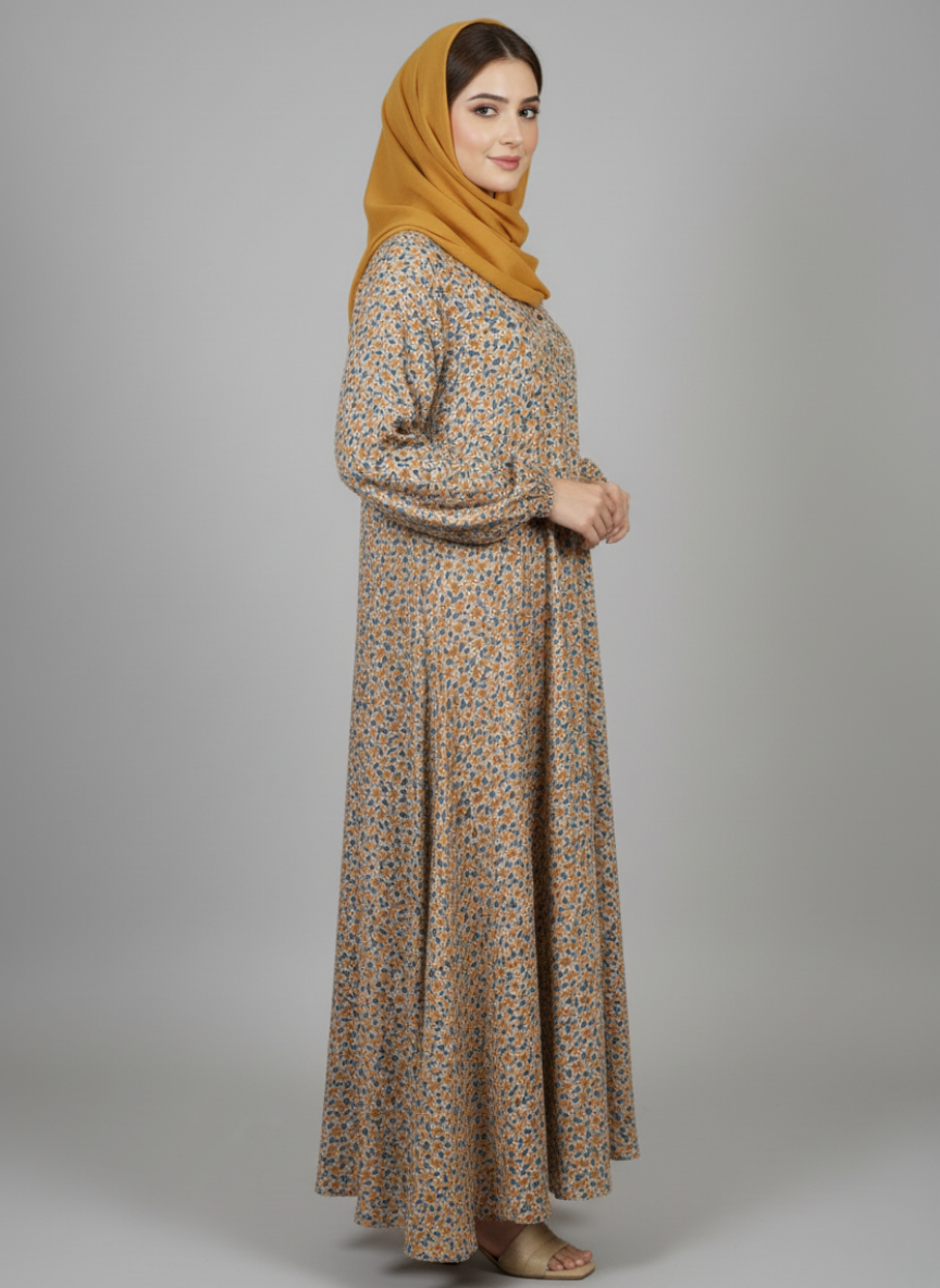 Front open lightweight georgette abaya with wide flayer