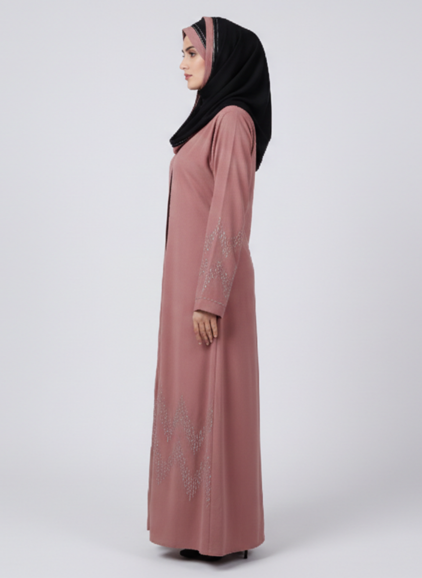 Nida fabric Abaya with Stone Work