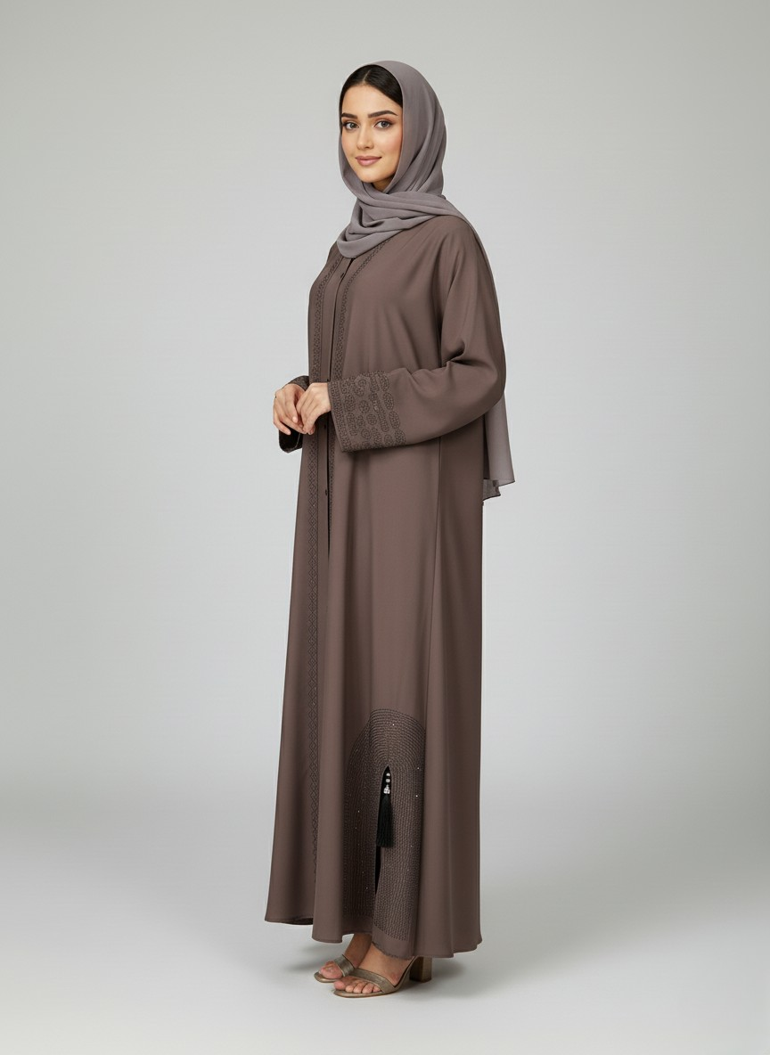 Plain Abaya and scarf with stone work