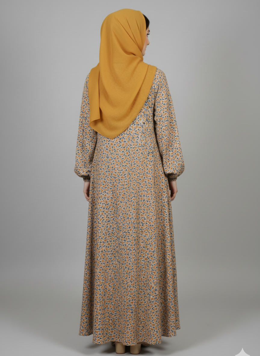 Front open lightweight georgette abaya with wide flayer