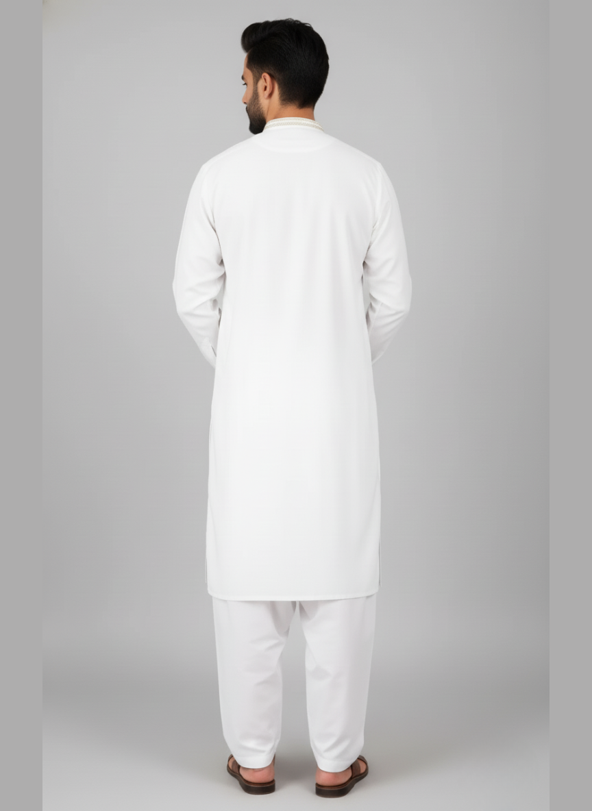 Fine wash and wear dress with embroidery on front