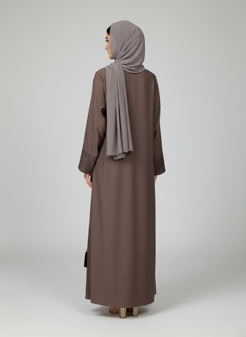Plain Abaya and scarf with stone work