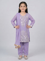 3 pc kids dress in chiffon fabric