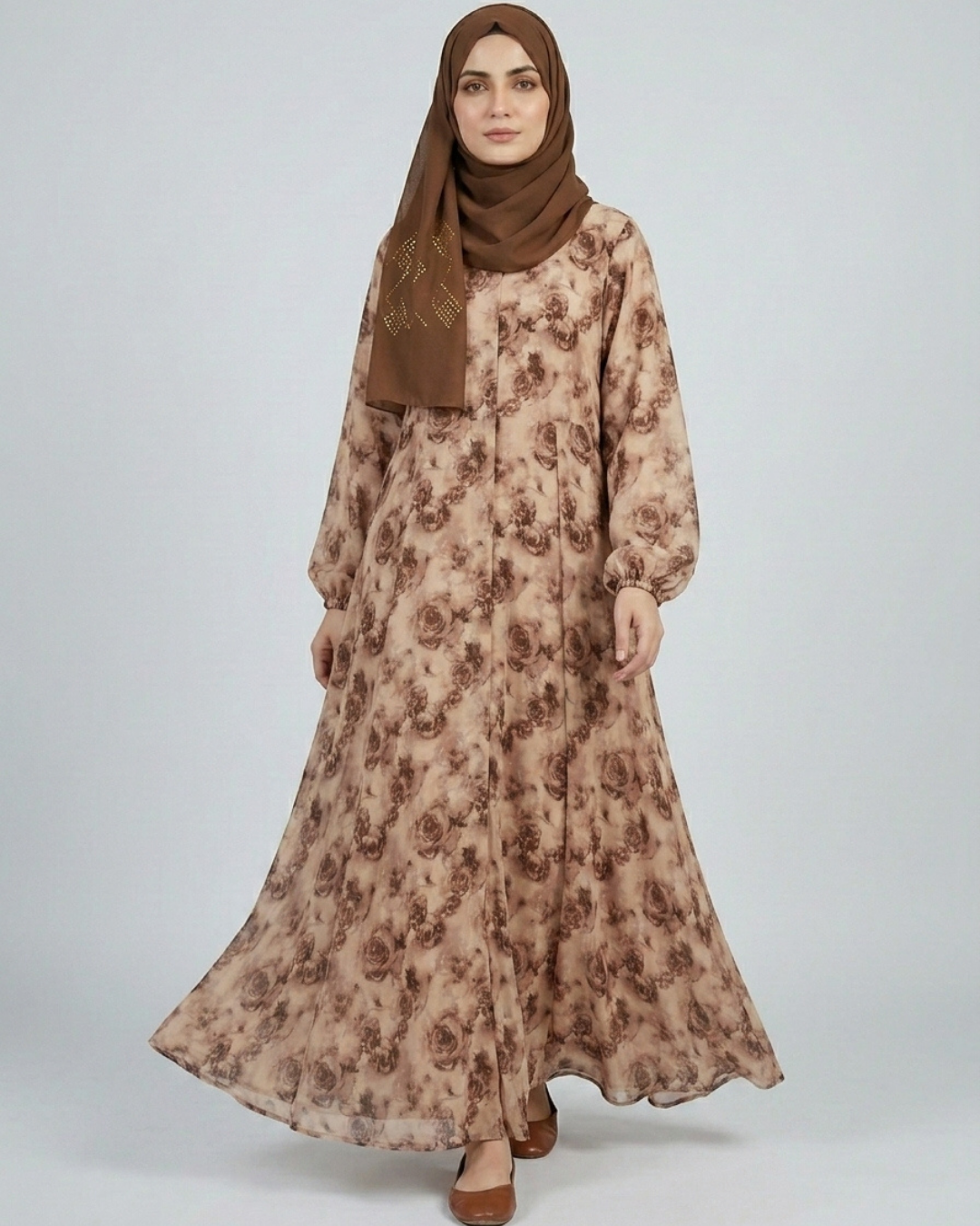 Front Closed Floral Abaya