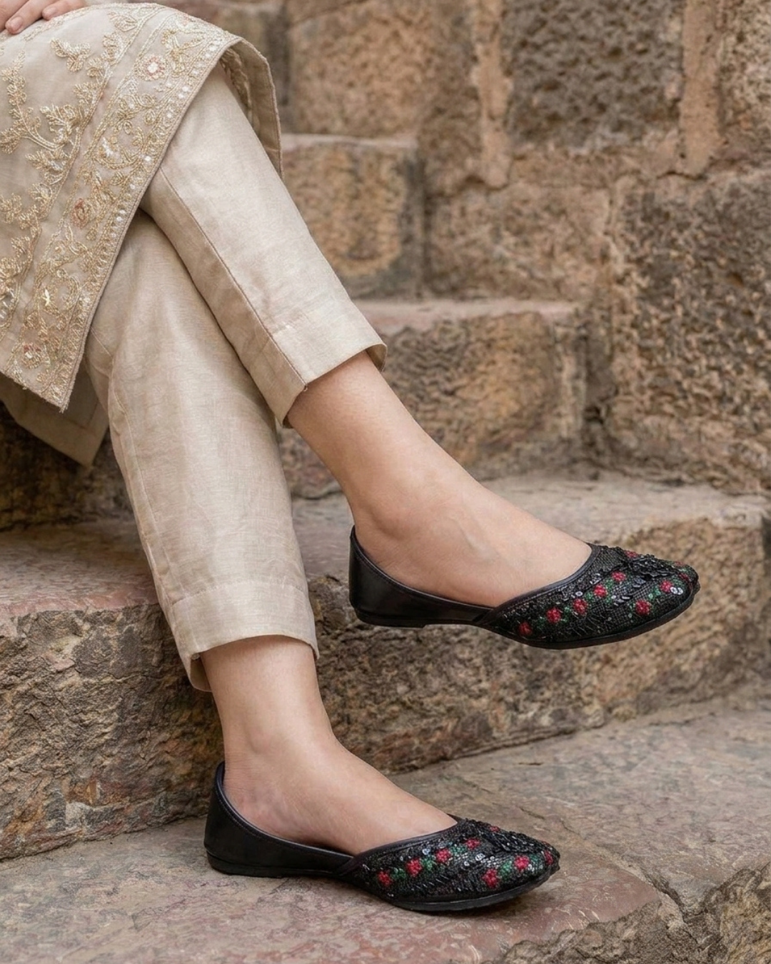 Embroidered and sitara work Khussa