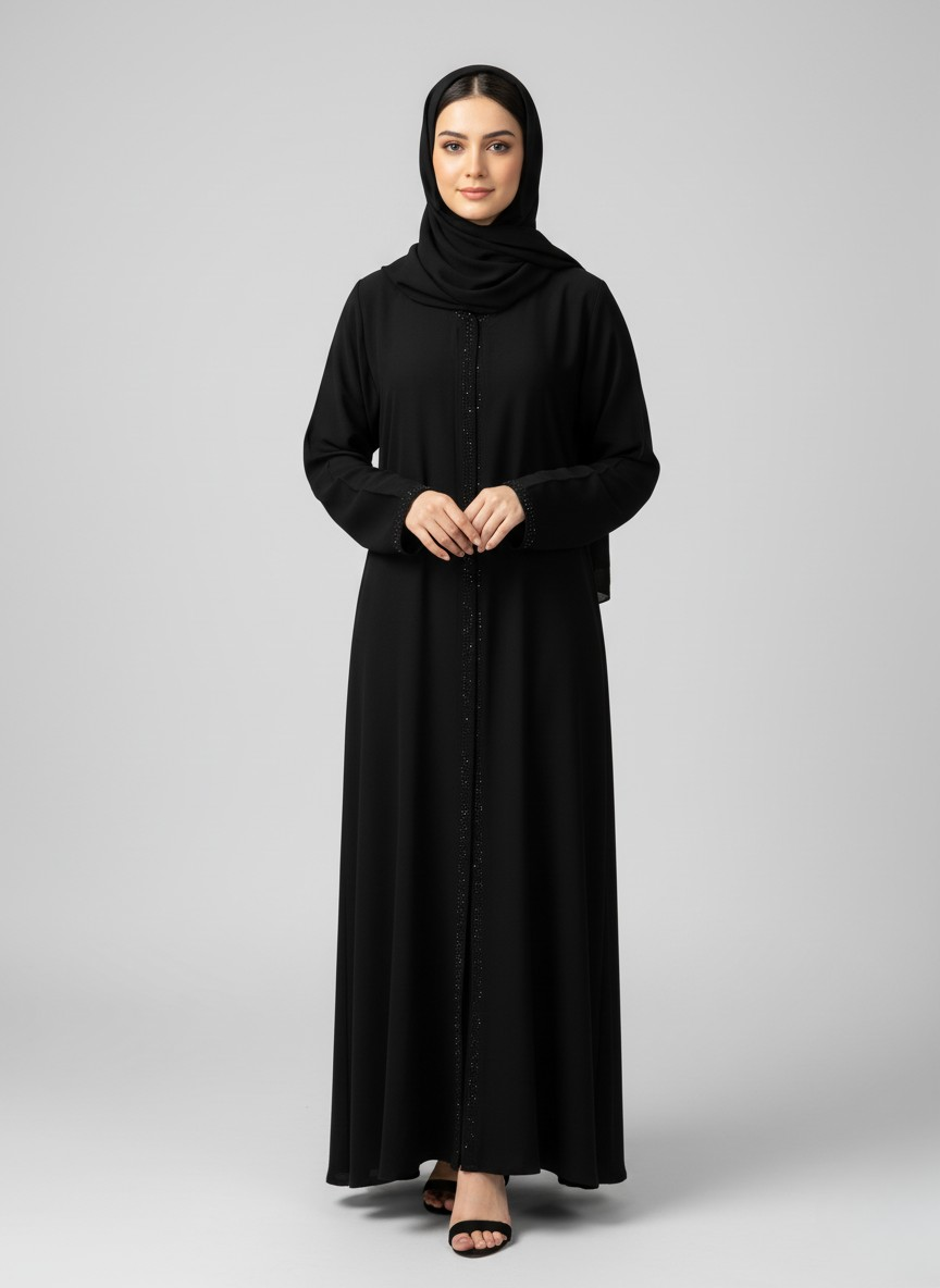 Front open plain abaya