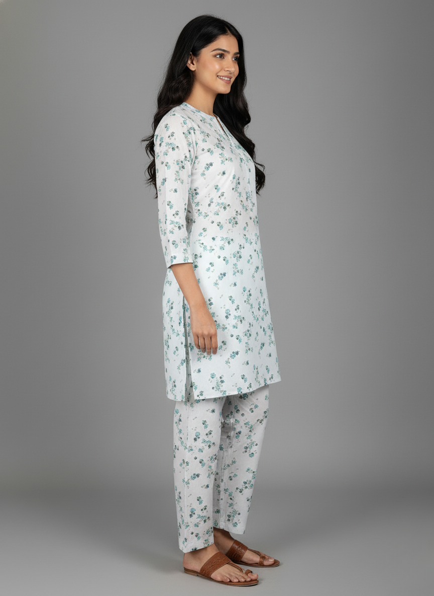 2 PC Printed Linen Dress