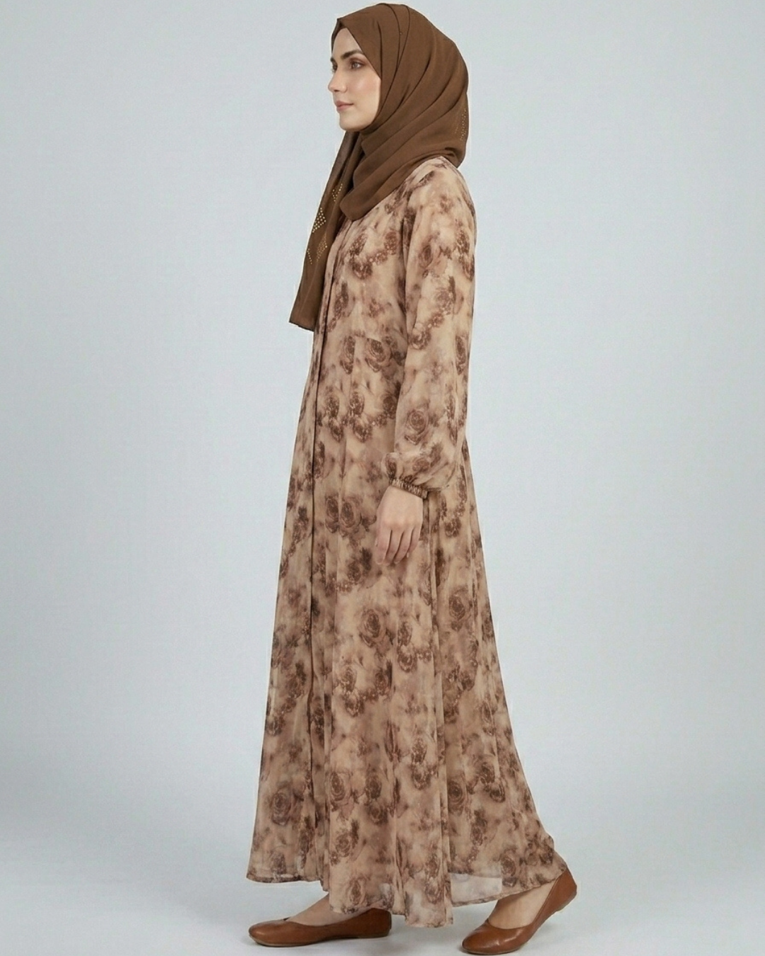 Front Closed Floral Abaya
