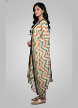 3 pc Embroidered lawn dress with Chiffon Dupatta