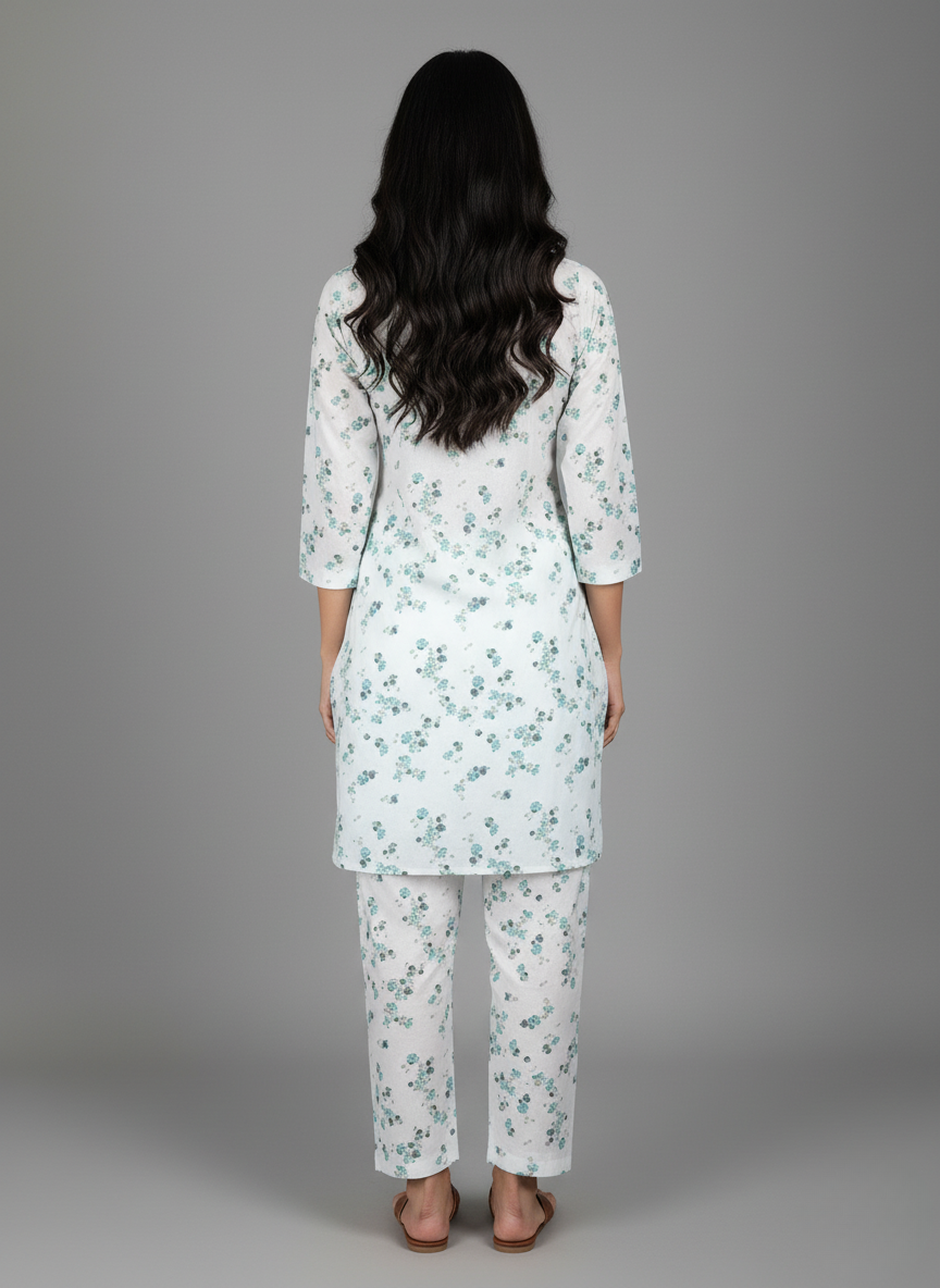 2 PC Printed Linen Dress