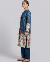 Premium 2 Piece Self Print Silk Dress