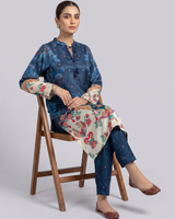 Premium 2 Piece Self Print Silk Dress