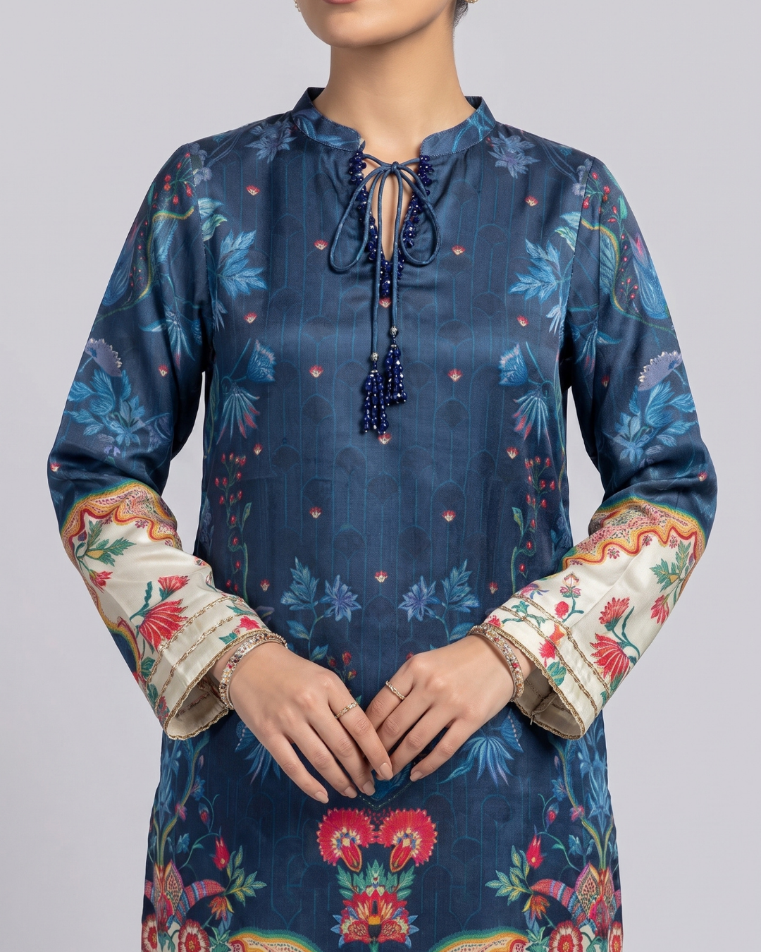 Premium 2 Piece Self Print Silk Dress