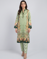 Luxury 2 Piece Self Print Silk Long Shirt & Trouser Set
