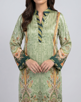 Luxury 2 Piece Self Print Silk Long Shirt & Trouser Set