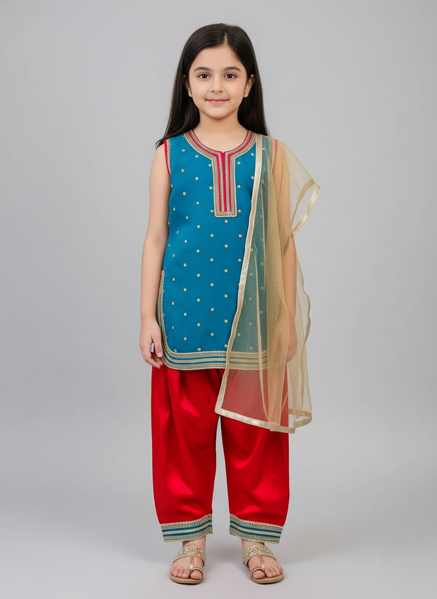 3 pcs chiffon Patyala design dress