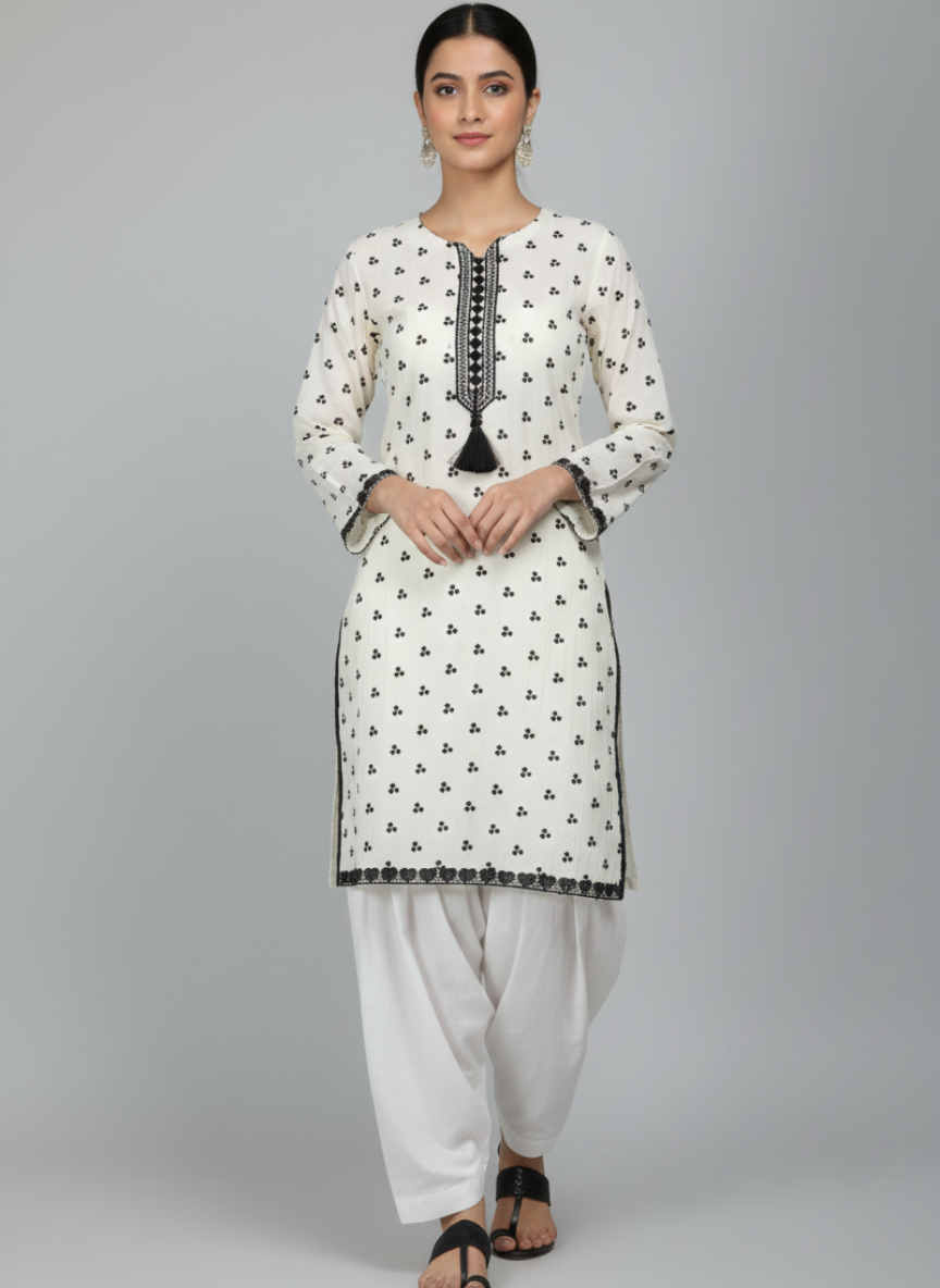 3 pcs cotton dress with Farshi shalwar