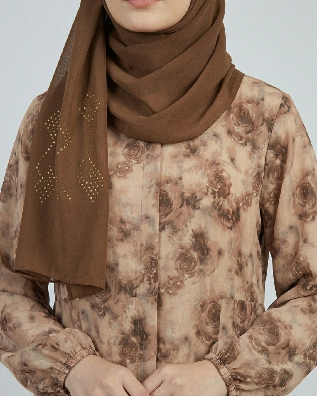 Front Closed Floral Abaya
