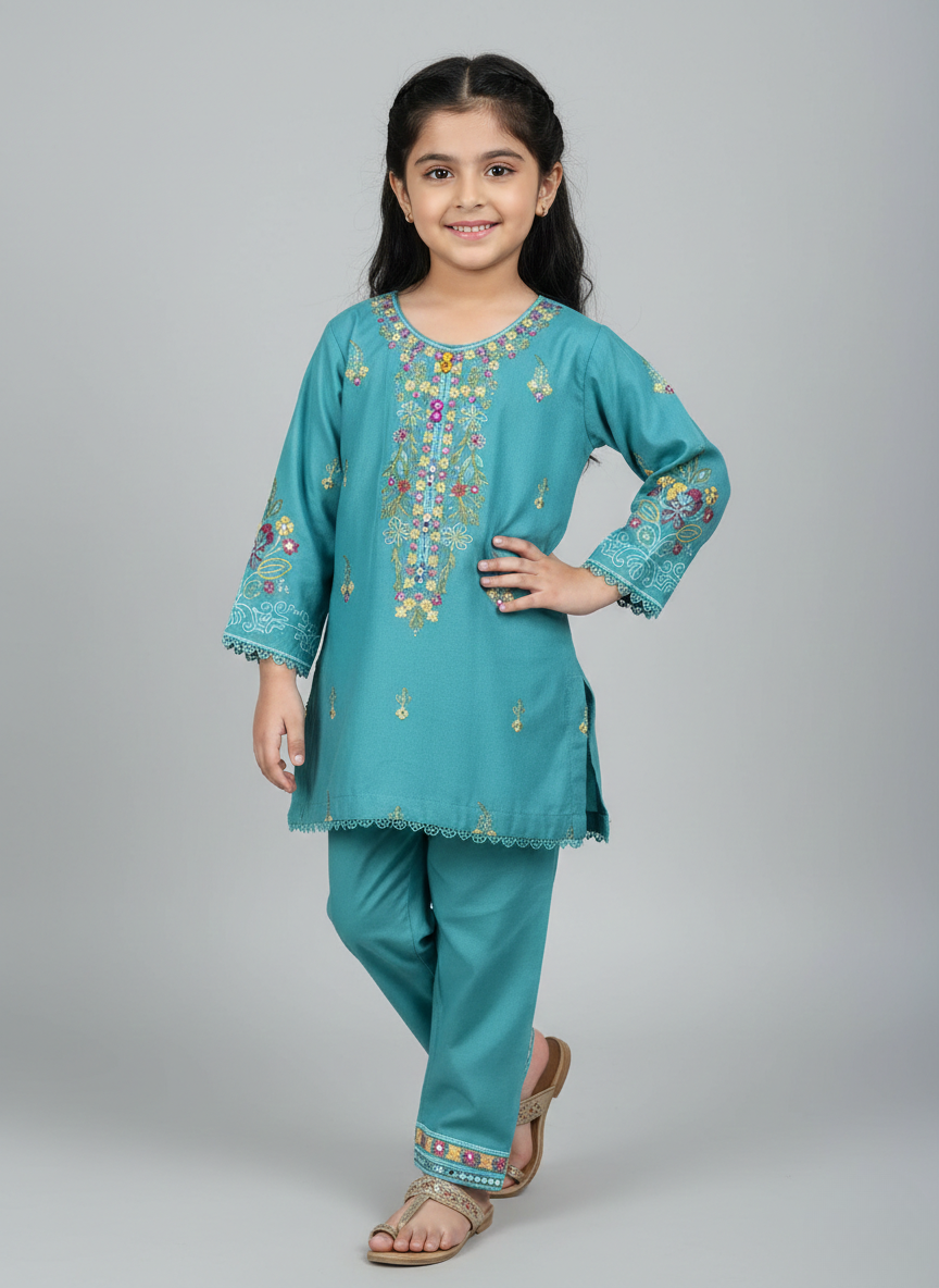 2 pcs Girls Dhanak Dress