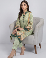 Luxury 2 Piece Self Print Silk Long Shirt & Trouser Set