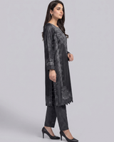 Luxury 2 Piece Self Print Silk Suit with Stone Embellishments