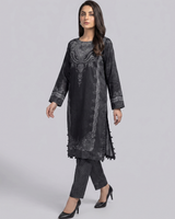 Luxury 2 Piece Self Print Silk Suit with Stone Embellishments