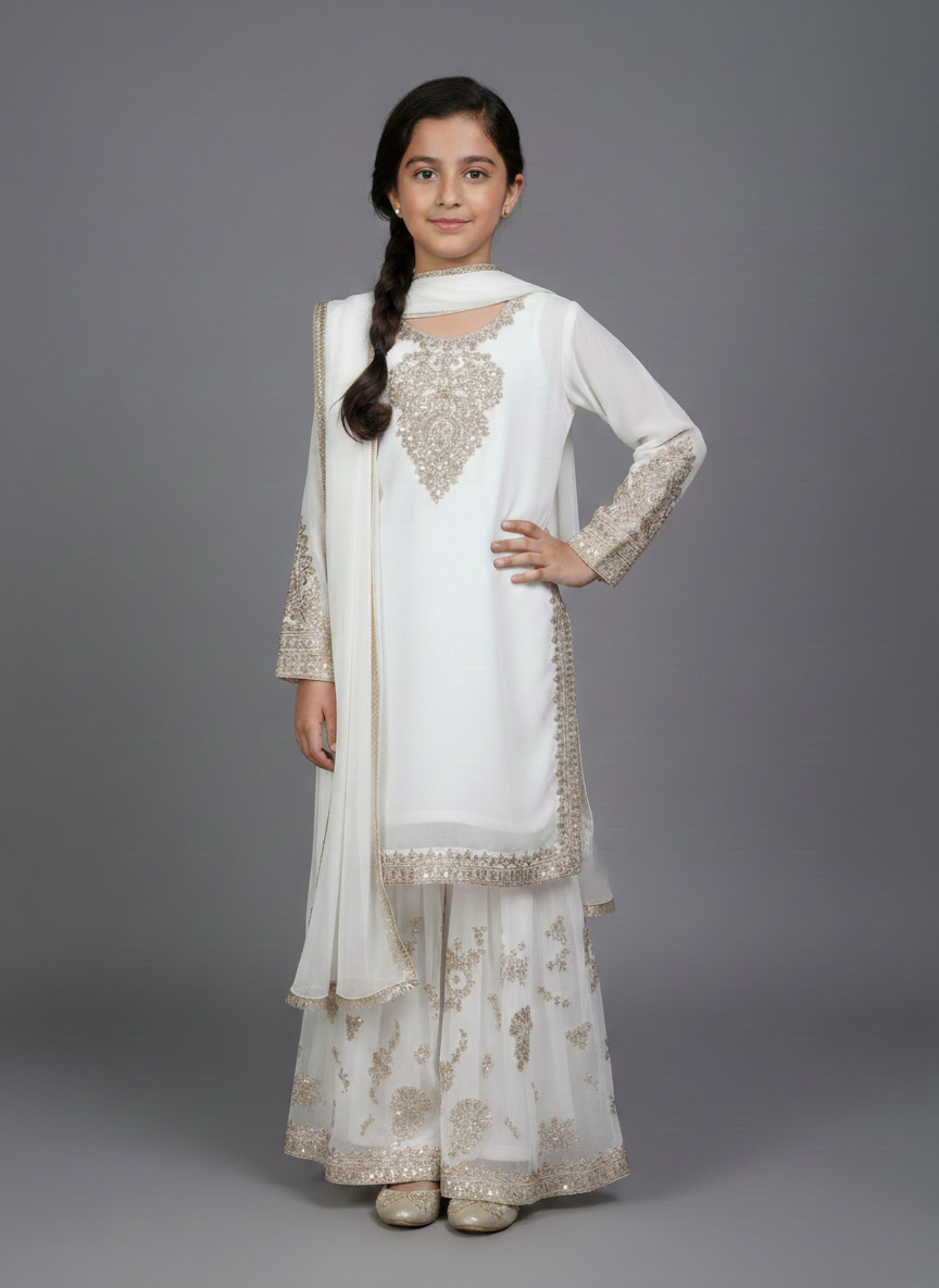 3 pcs Girls Party Wear Gharara