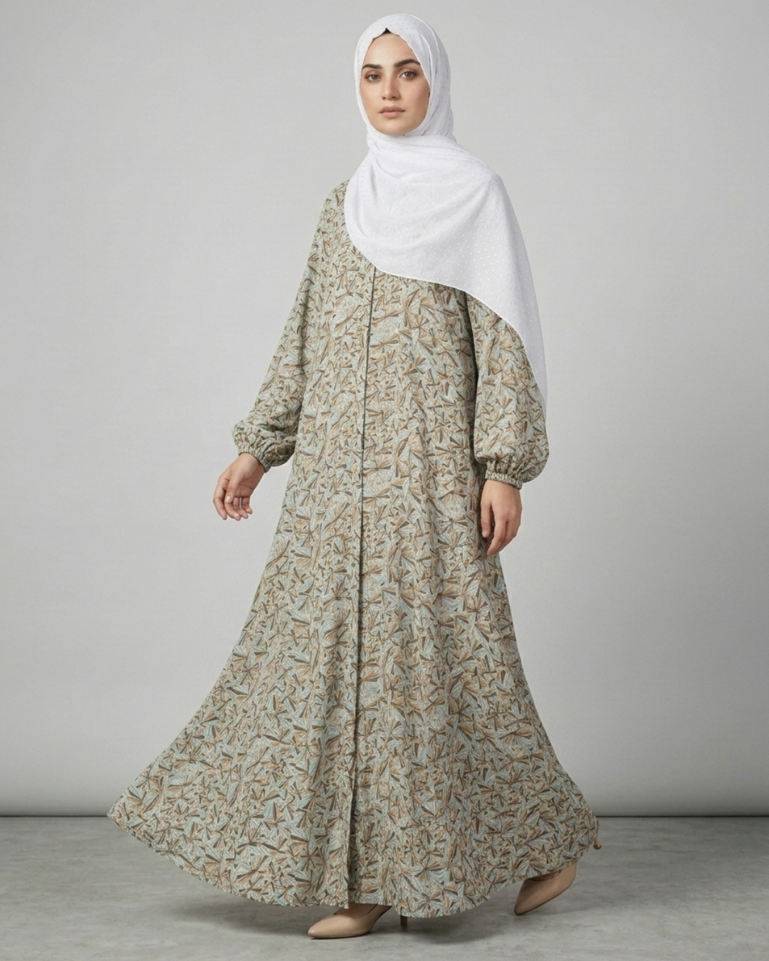 Front Closed Floral Abaya