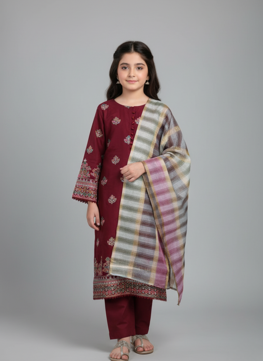 Casual wear cotton dress with embroidery