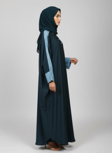Plain Butterfly Abaya with Stripes on shoulders