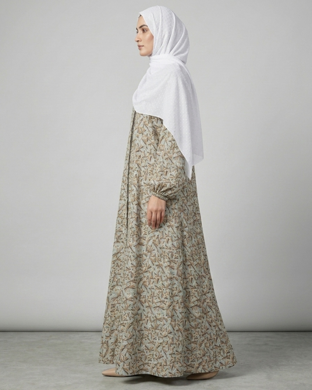 Front Closed Floral Abaya