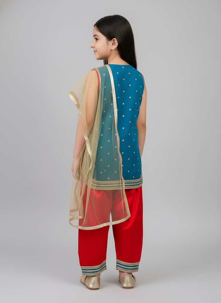 3 pcs chiffon Patyala design dress