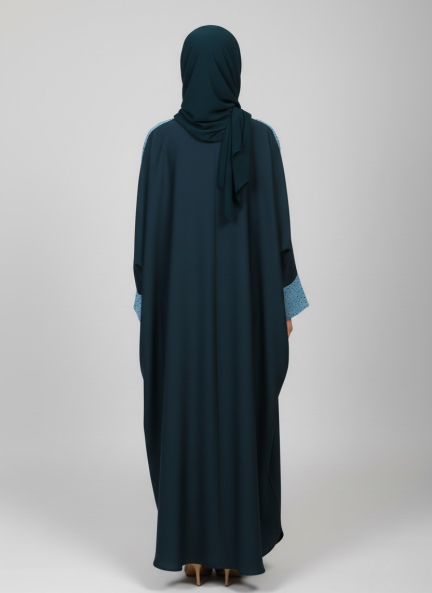 Plain Butterfly Abaya with Stripes on shoulders