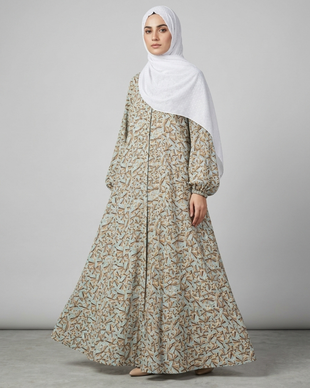 Front Closed Floral Abaya