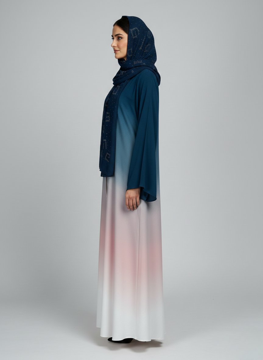 Multi-tone Abaya with Scarf