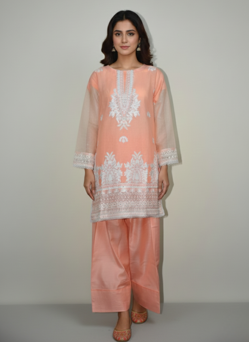 3 pcs cotton dress with Farshi shalwar