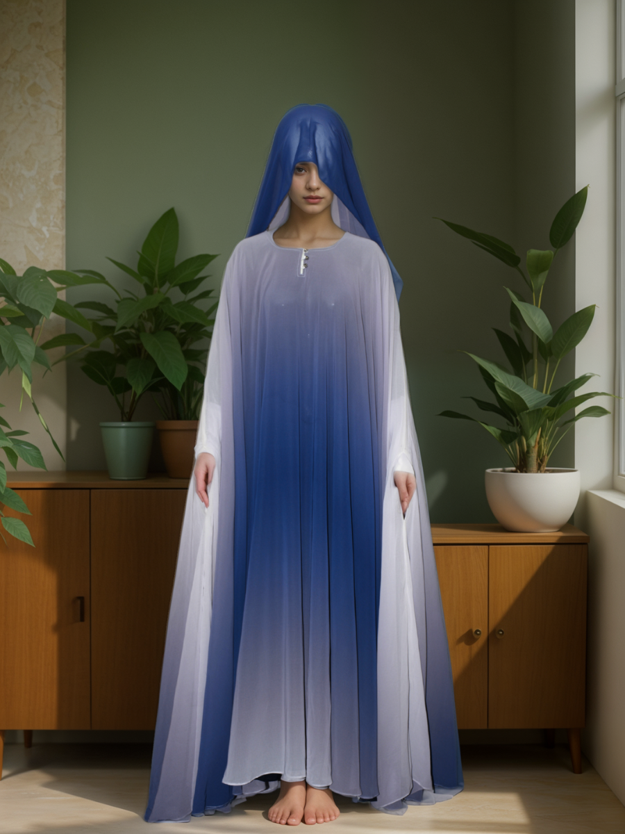 Gradient butterfly Abaya with matching scarf and veil