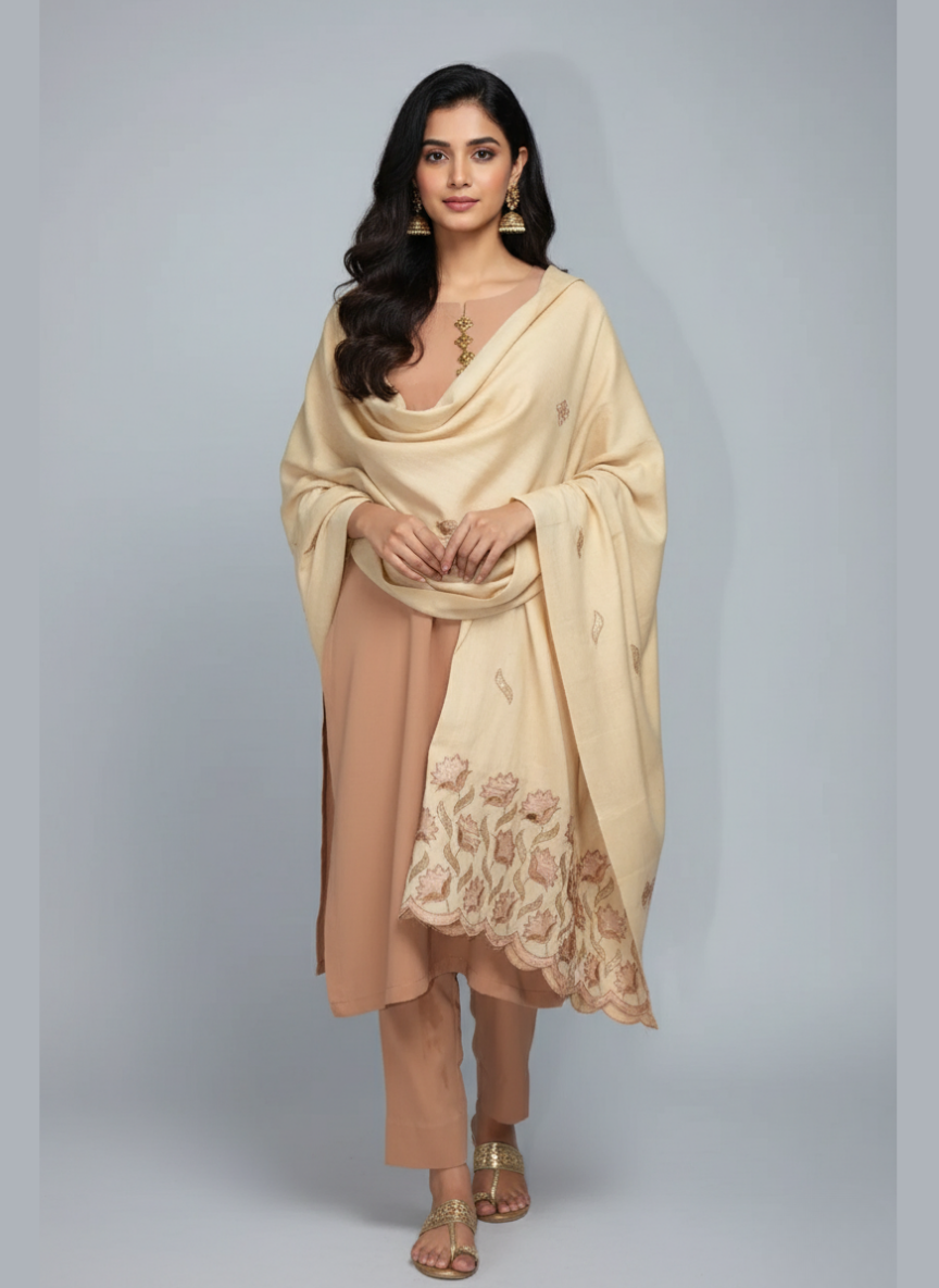 3 pcs Marina dress with woolen cutwork shawl