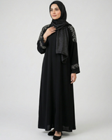 Nida Fabric Front open plain abaya