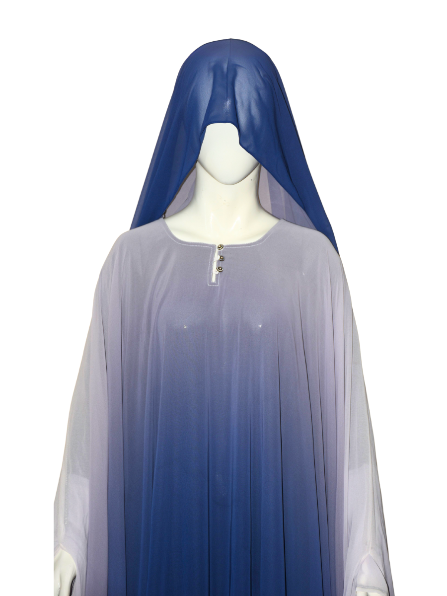 Gradient butterfly Abaya with matching scarf and veil