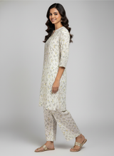 2 PC Printed Linen Dress