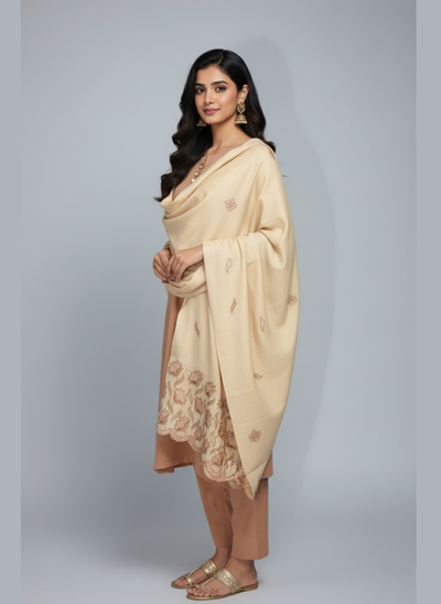 3 pcs Marina dress with woolen cutwork shawl