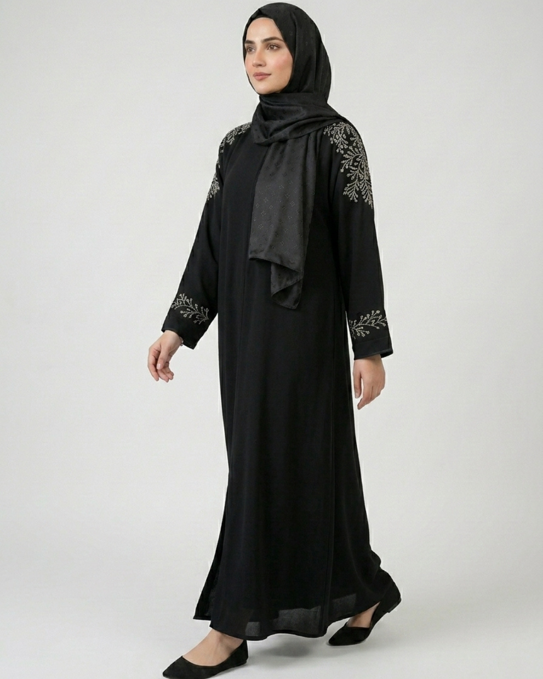 Nida Fabric Front open plain abaya