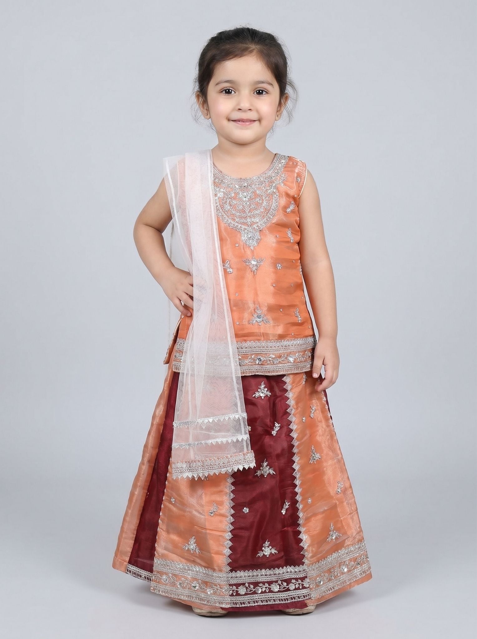 3 pc kids Sheesha silk lehnga